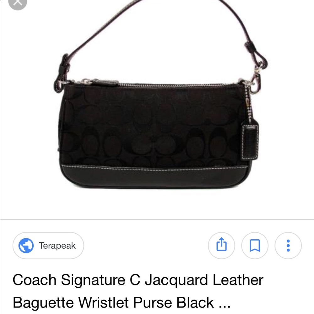 COACH Signature Jacquard Leather Baguette Wristlet